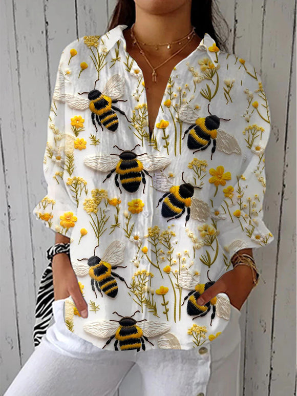 Blusa Casual Larga con Estampado Floral para Mujer