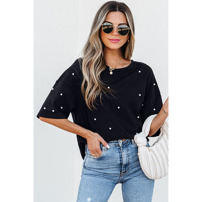 Blusa Elegante de Cuello Redondo y Manga Corta - Tendencia Europa y América - Image 3