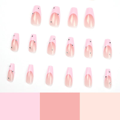 Uñas Postizas Rosa con Cristales Brillantes - Acabado Profesional - Image 8