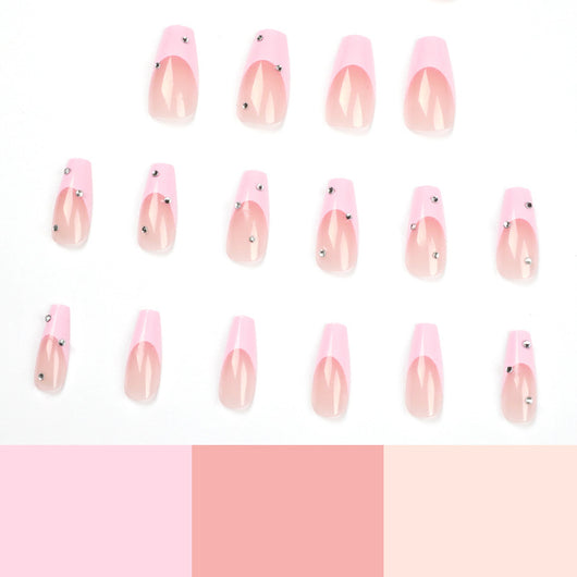 Uñas Postizas Rosa con Cristales Brillantes - Acabado Profesional - Image 8