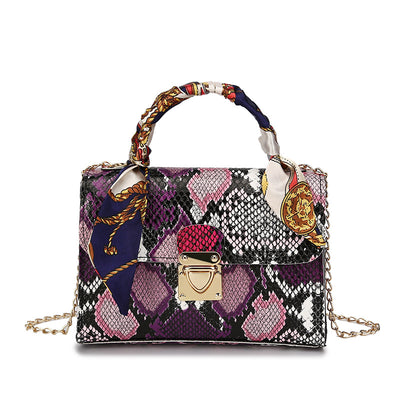 Bolso Pañuelo de Seda con Estampado Serpiente Multicolor - Image 9