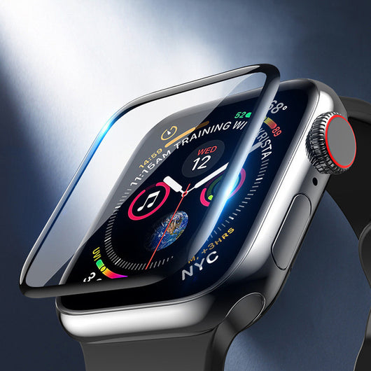 Black border screen protector for Apple Watch Series 4, 40mm, with clear center on a white background. - Image 12