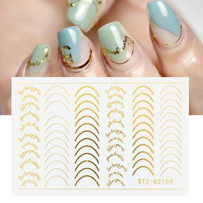 Pegatinas de Uñas Adhesivas Estilo Francés en Oro y Plata - Image 6