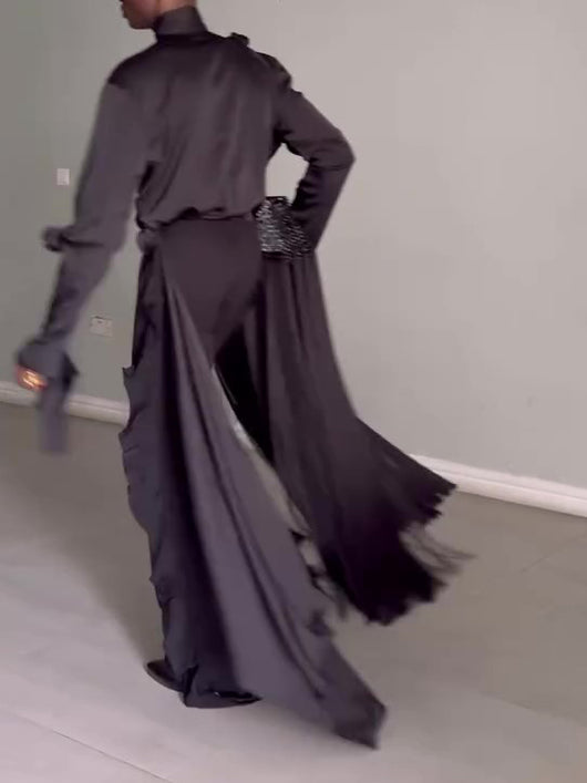 Traje Elegante Hombre con Camisa Calada y Pantalón Cintura Alta - Image 3