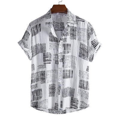 Camisa Retro Holgada de Manga Corta para Hombre Talla Grande - Image 13