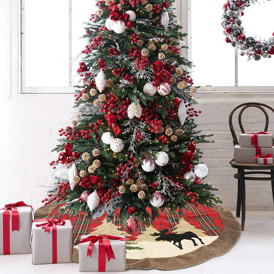 Falda Protectora para Árbol de Navidad con Diseño Cuadriculado