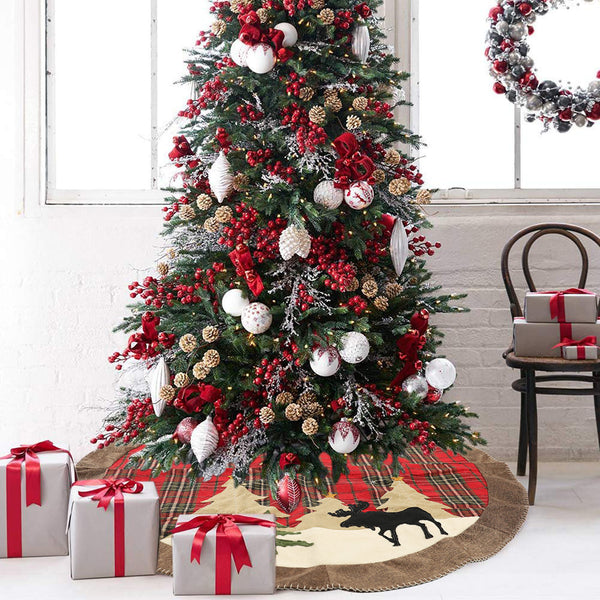 Falda Protectora para Árbol de Navidad con Diseño Cuadriculado