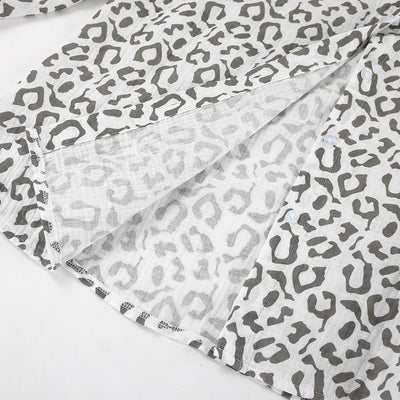 Conjunto Ejecutivo Blusa Leopardo Algodón Puro Manga Larga Cintura Alta Mujer - Image 11