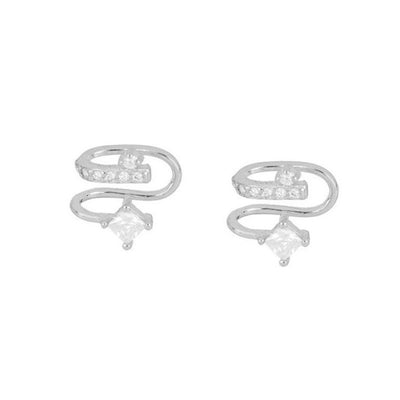 Aretes de Clip en Plata Esterlina con Diamantes Geométricos Premium - Image 5