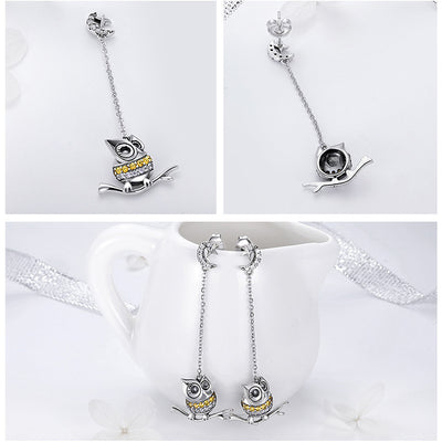 Aretes Búho Largo con Circonita - Image 9