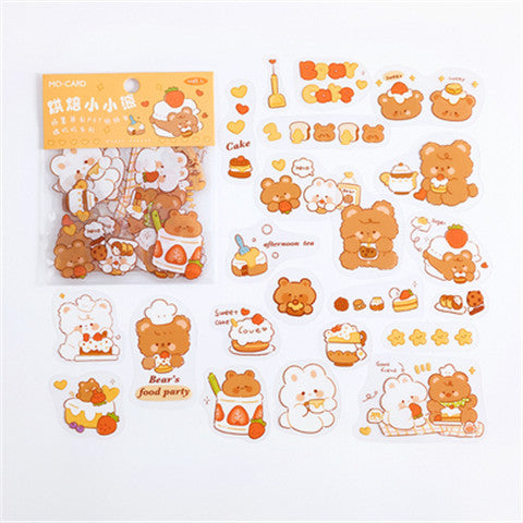 Cute cartoon animal stickers featuring bears and rabbits in various daily activities, packaged and displayed. - Image 5
