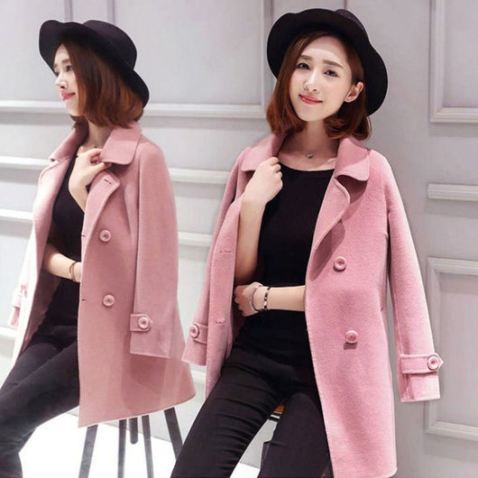Abrigo de Lana Corte Coreano Slim Fit Elegante y Favorecedor para Mujer - Image 7