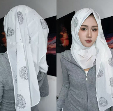Pashmina Brillante con Cristales de Diamante Rosa - Image 11