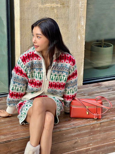 Suéter de Lana Tejido Jacquard Grueso Estilo Retro para Mujer - Image 11