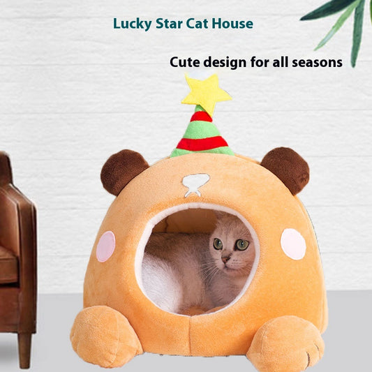 Cama Gato Estrella de la Suerte - Nido Cálido para Todas las Estaciones