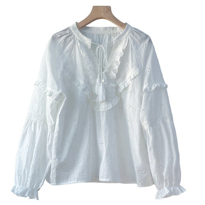 Blusa Francesa Bordada de Manga Larga para Mujer - Image 3