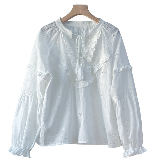 Blusa Francesa Bordada de Manga Larga para Mujer - Image 3