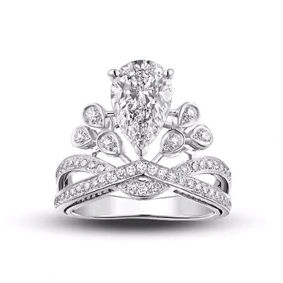Anillo de Plata Esterlina Gota de Agua Vintage Princesa Real - Image 9
