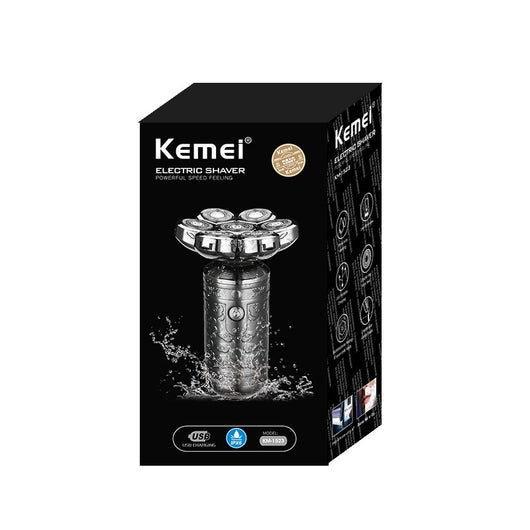 Dark grey electric shaver with a seven-head rotary design and an ornate, embossed pattern on its body. - Image 4