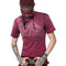 Playera Roja Slim Fit Desgastada con Efecto Lavado Sucio
