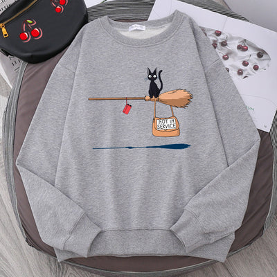 Suéter Holgado Halloween con Estampado de Gato y Letras - Cuello Redondo - Image 9