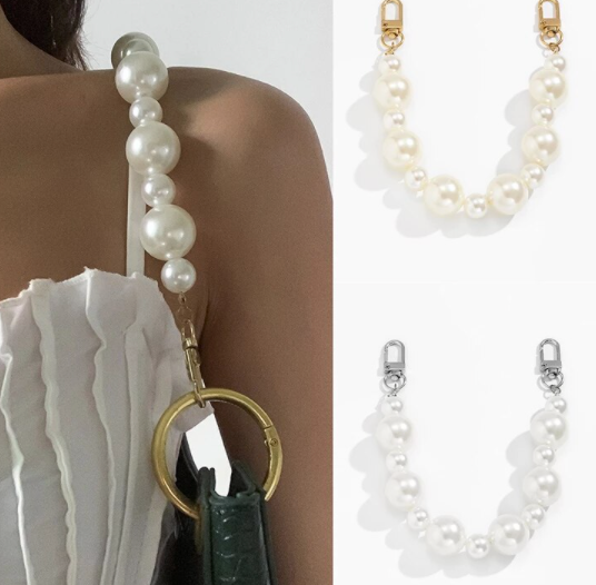 Cadena para Bolso con Perlas Imitación y Cuentas Mixtas Ajustables