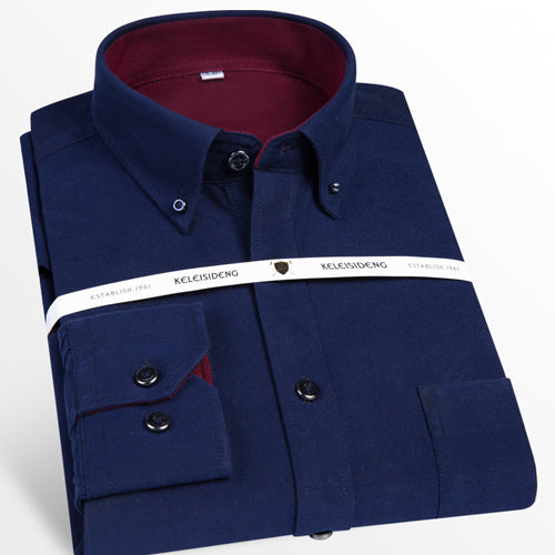 Camisa Casual Slim Fit de Algodón Grueso sin Planchado para Hombre - Image 23