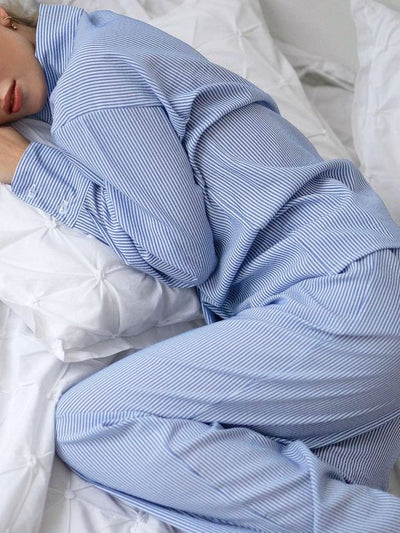 Conjunto Ejecutivo Mujer: Blusa Rayada Manga Larga + Pantalón Recto - Image 19
