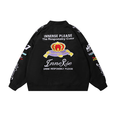 Chaqueta Deportiva Suelta Sin Cuello con Cierre - Estilo Béisbol Negro - Image 9