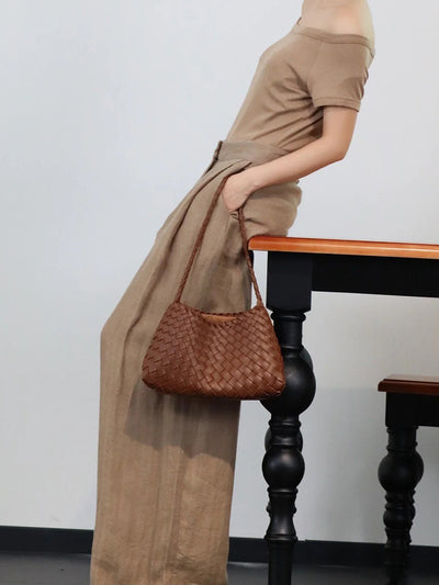 Bolso Tejido de Cuero Auténtico para Mujer - Bandolera Minimalista - Image 25