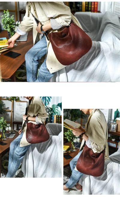 Bolsa Mensajera de Cuero Retro para Literatura y Arte - Image 14