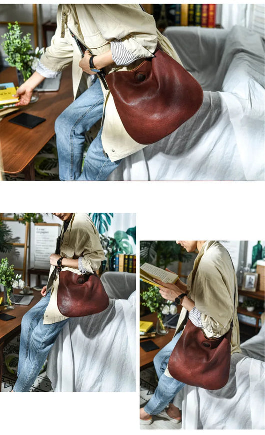 Bolsa Mensajera de Cuero Retro para Literatura y Arte - Image 14