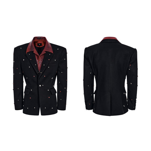Conjunto Chaqueta y Pantalón Efecto Cuero Negro con Tachuelas - Image 8
