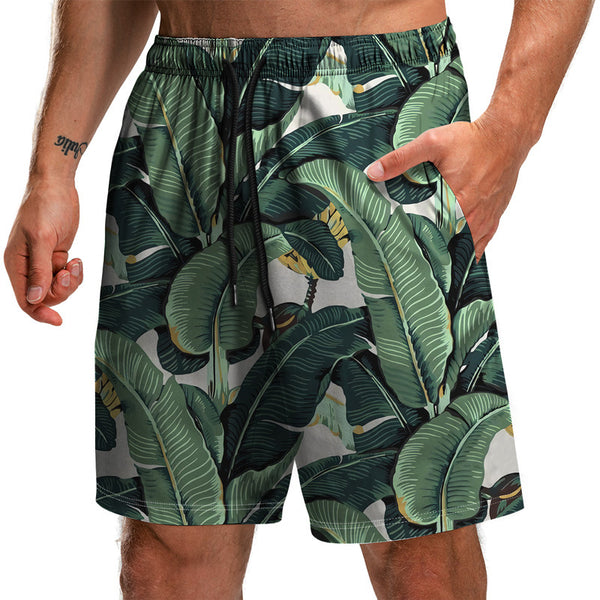 Pantalones Cortos Estampados 3D Serie Hojas Verano - Bermudas Playa Casuales para Hombre