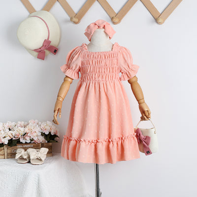 Vestido Infantil Estilo Princesa Colores Lisos con Estampado