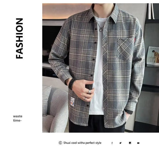 Camisa Casual Cuadros Estilo Hong Kong para Jóvenes - Image 46