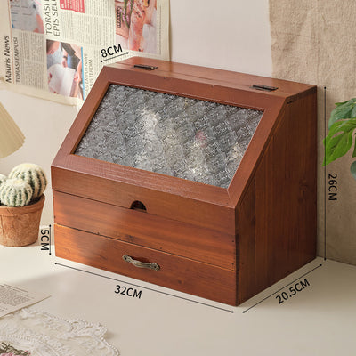 Gabinete de Almacenamiento Cosmético Vintage Madera con Doble Cajón - Image 6