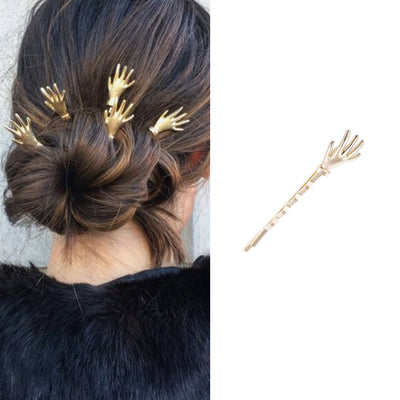 Clips para el Cabello Metal Calavera con Forma de Mano para Mujer