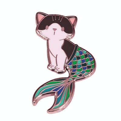 Broche Esmaltado Gato Sirena Kawaii - Pin de Gato Marino - Image 4