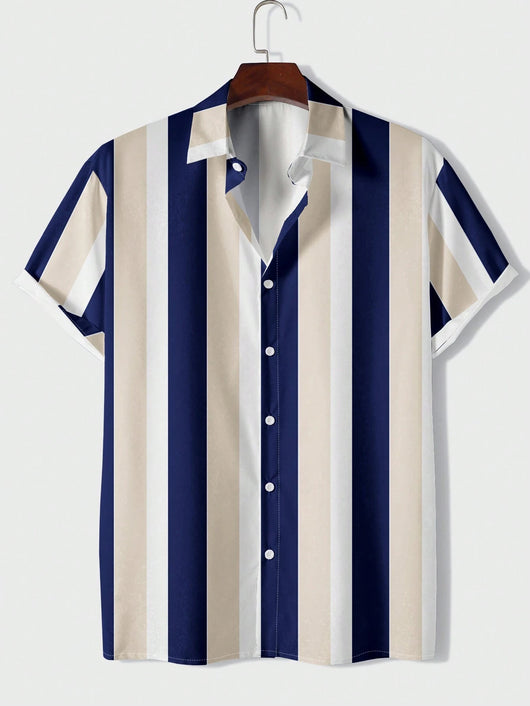 Camisa Casual de Hombre con Rayas Estampadas - Image 12