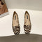 Zapatos Planos Punta Cuadrada Estilo Coreano con Patrón Zebra y Tacón Grueso
