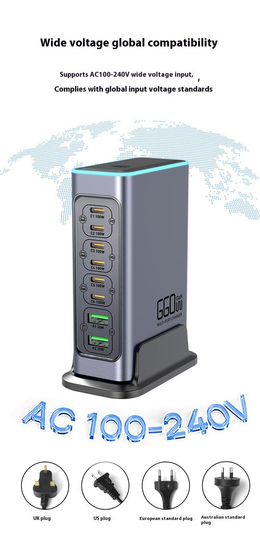 Cargador Rápido GaN 660W Multi-Puerto para Dispositivos Móviles y Tablets - Image 4