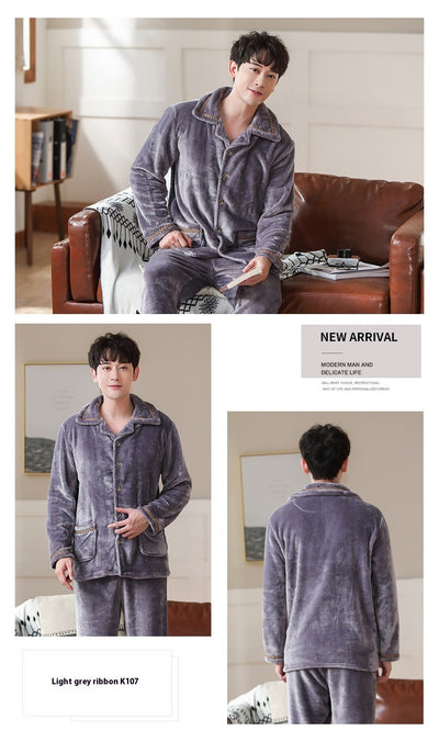 Cardigan Pijama de Forro Polar para Hombre - Abrigo Cálido Coral - Image 31