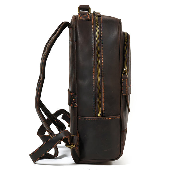 Mochila de Cuero Genuino Retro para Hombre - Gran Capacidad de Viaje