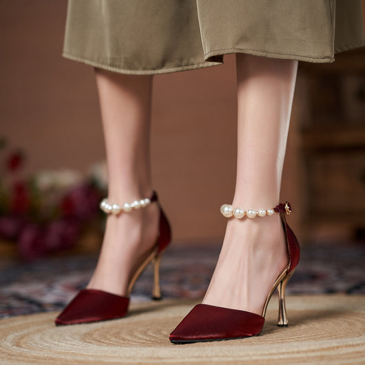 Sandalias de Perla con Tacón Stiletto para Mujer - Talla Pequeña - Image 4