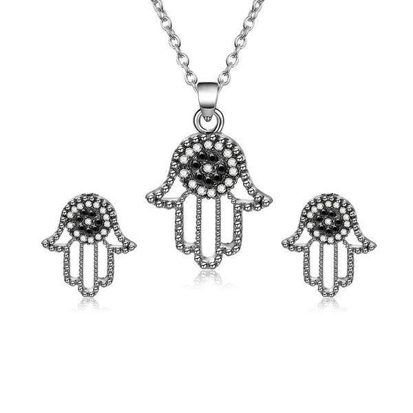 Conjunto de Collar y Aretes de Aleación Retro con Circonitas - Image 3