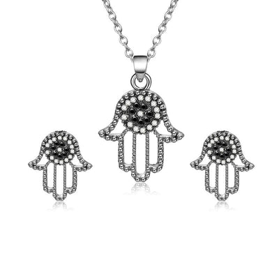 Conjunto de Collar y Aretes de Aleación Retro con Circonitas - Image 3