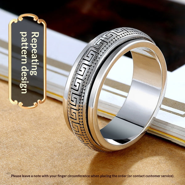 Anillo Giratorio Minimalista Vintage Personalizado para Hombre con Patrón Meandro - Image 6