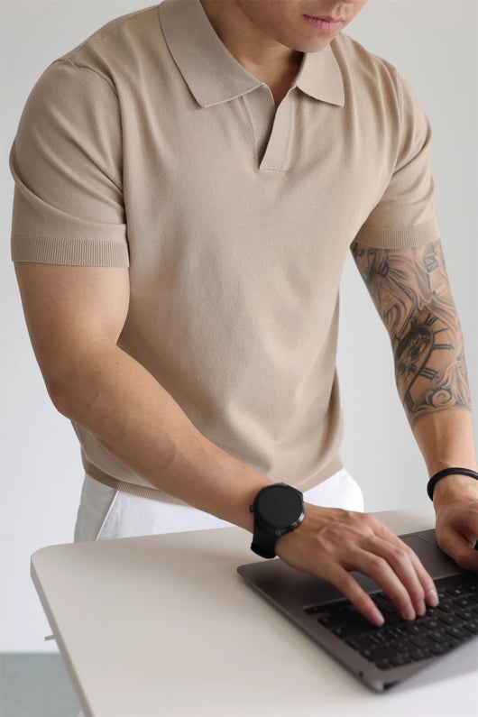 Suéter Tipo Polo de Seda Helada para Hombre - Diseño Sofisticado y Fresco - Image 22
