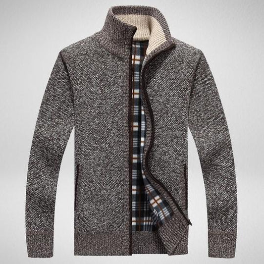 Suéter de Punto para Hombre con Mangas de Terciopelo - Chamarra Abrigada de Otoño
